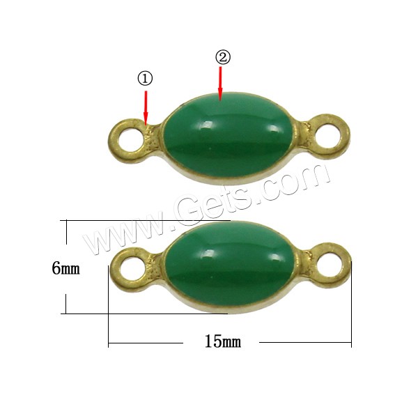 Enamel Brass Connector, Flat Oval, plated, 1/1 loop, more colors for choice, nickel, lead & cadmium free, 15x6x4mm, Hole:Approx 2mm, Sold By PC