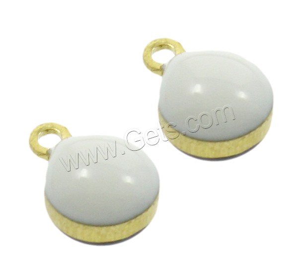 Enamel Brass Pendants, Flat Round, plated, double-sided enamel, more colors for choice, nickel, lead & cadmium free, 6.5x9.5x4.5mm, Hole:Approx 1.5mm, Sold By PC