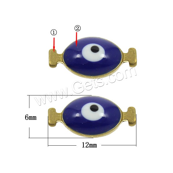 Evil Eye Cabochon, Brass, plated, flat back & enamel, more colors for choice, nickel, lead & cadmium free, 12x6x2mm, Sold By PC
