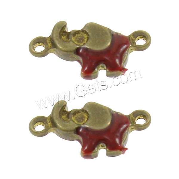 Enamel Brass Connector, Elephant, plated, 1/1 loop, more colors for choice, nickel, lead & cadmium free, 13x6x3mm, Hole:Approx 1mm, Sold By PC