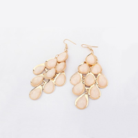Resin Zinc Alloy Earring, with Resin, gold color plated, faceted 