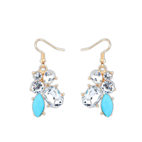 Crystal Drop Earring, Zinc Alloy, with Crystal & Resin, gold color plated, faceted & with rhinestone 