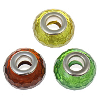 European Resin Beads, Rondelle, platinum color plated, brass double core without troll & faceted Approx 5mm 