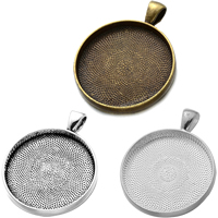 Zinc Alloy Pendant Cabochon Setting, Flat Round, plated Approx 4.2mm, Inner Approx 30mm 
