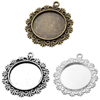 Zinc Alloy Pendant Cabochon Setting, Flower, plated Approx 3.05mm, Inner Approx 30mm 