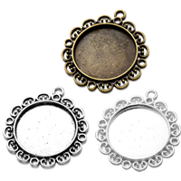 Zinc Alloy Pendant Cabochon Setting, Flower, plated Approx 3.34mm, Inner Approx 30mm 