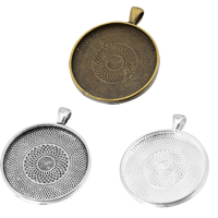 Zinc Alloy Pendant Cabochon Setting, Flat Round, plated Approx 6mm, Inner Approx 35mm 