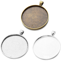 Zinc Alloy Pendant Cabochon Setting, Flat Round, plated Approx 4.9mm, Inner Approx 38mm 