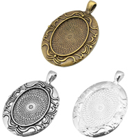 Zinc Alloy Pendant Cabochon Setting, Flat Oval, plated Approx 4.4mm, Inner Approx 