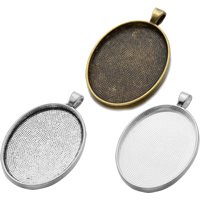 Zinc Alloy Pendant Cabochon Setting, Flat Oval, plated Approx 5mm, Inner Approx 