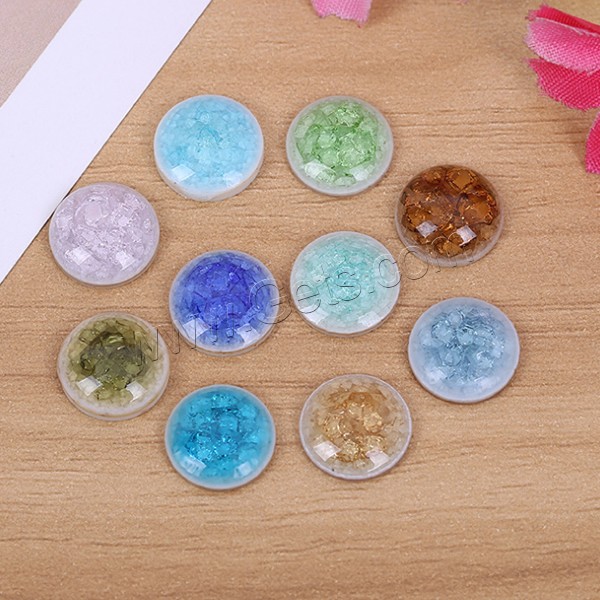 Porcelain Cabochon, Flat Round, different size for choice & flat back & crackle, mixed colors, Sold By PC