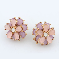Resin Zinc Alloy Earring, with Resin, gold color plated 