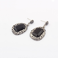 Resin Zinc Alloy Earring, with Resin, antique silver color plated, faceted 