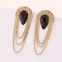 Resin Zinc Alloy Earring, with Resin, gold color plated, faceted 