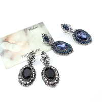 Crystal Rhinestone Earring, Zinc Alloy, with Crystal, antique silver color plated, faceted & with rhinestone 