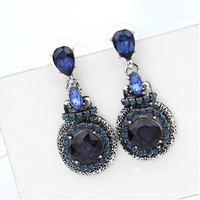 Crystal Rhinestone Earring, Zinc Alloy, with rubber earnut & Crystal, antique silver color plated, faceted & with rhinestone 
