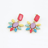 Fashion Statement Earring, Zinc Alloy, with Resin, gold color plated, faceted & with rhinestone 