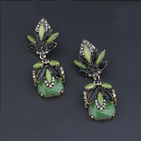 Fashion Statement Earring, Zinc Alloy, with Resin, gold color plated, faceted & with rhinestone 