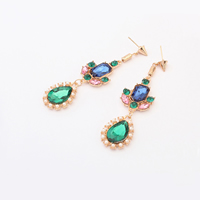 Fashion Statement Earring, Zinc Alloy, with Plastic Pearl & Acrylic, rose gold color plated, faceted & with rhinestone 