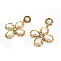Zinc Alloy Drop Earring, with Plastic, Flower, gold color plated 