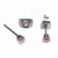 Stainless Steel Cubic Zirconia Stud Earring, with cubic zirconia 