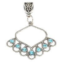 Zinc Alloy Rhinestone Pendants, antique silver color plated, with rhinestone, nickel, lead & cadmium free Approx 