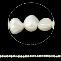 Barock kultivierten Süßwassersee Perlen, Natürliche kultivierte Süßwasserperlen, natürlich, weiß, Klasse AA, 6-7mm, Bohrung:ca. 0.8mm, Länge:15.5 ZollInch, verkauft von Strang