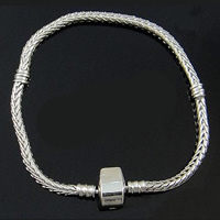 Laiton European Bracelet chaîne, Placage de couleur platine, longueur différente pour le choix, 3mm, Vendu par brin
