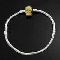 Laiton European Bracelet chaîne, Placage, multiple tailles pour le choix & deux tons, 3mm, Vendu par PC