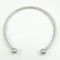 Brass Ball End Cuff Bangle, plated 3mm, 8mm, Inner Approx 64mm Approx 7 Inch 