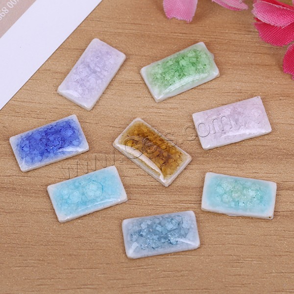 Porcelain Cabochon, Rectangle, different size for choice & flat back & crackle, mixed colors, Sold By PC