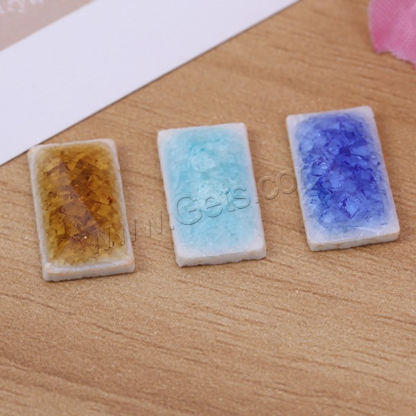 Porcelain Cabochon, Rectangle, different size for choice & flat back & crackle, mixed colors, Sold By PC