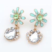Zinc Alloy Drop Earring, with Crystal, gold color plated, enamel & faceted & with rhinestone 