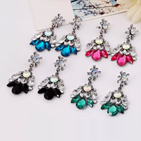 Fashion Statement Earring, Zinc Alloy, with Crystal, plumbum black color plated, faceted & with rhinestone 