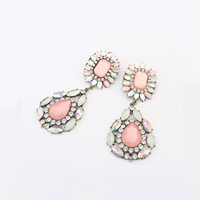 Fashion Statement Earring, Zinc Alloy, with Acrylic, antique gold color plated, faceted & with rhinestone 