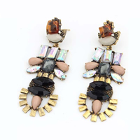 Fashion Statement Earring, Zinc Alloy, with Crystal & Acrylic, antique gold color plated, faceted 