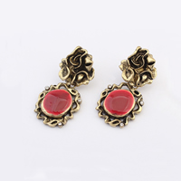 Enamel Zinc Alloy Drop Earring, antique gold color plated, with rhinestone 