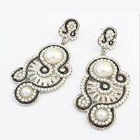 Plastic Pearl Zinc Alloy Earring, with Plastic Pearl, silver color plated, enamel & with rhinestone 