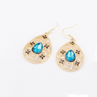 Enamel Zinc Alloy Drop Earring, with Crystal, Teardrop, gold color plated, faceted & hollow 