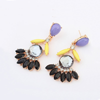 Fashion Statement Earring, Zinc Alloy, with Crystal & Resin, gold color plated, faceted & with rhinestone 