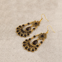 Resin Zinc Alloy Earring, with Resin, antique gold color plated, faceted 