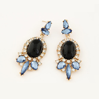 Fashion Statement Earring, Zinc Alloy, with Crystal & Resin, gold color plated, faceted & with rhinestone 