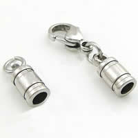Stainless Steel Lobster Claw Cord Clasp, with end cap, original color, 5mm Approx 3.2mm 