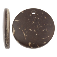 Pendentifs de noix de coco nature, Plat rond, naturel, couleur originale Environ 2mm Vendu par sac