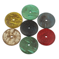 Kokos Perlen, Kokosrinde, flache Runde, natürliche, gemischte Farben, 25x4mm, Bohrung:ca. 4mm, 200PCs/Tasche, verkauft von Tasche