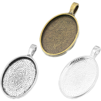 Zinc Alloy Pendant Cabochon Setting, Flat Oval, plated Approx 3.92mm, Inner Approx 