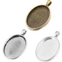 Zinc Alloy Pendant Cabochon Setting, Flat Oval, plated Approx 3.9mm, Inner Approx 