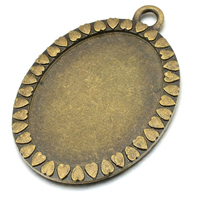 Zinc Alloy Pendant Cabochon Setting, Oval, antique bronze color plated Approx 2.7mm, Inner Approx 