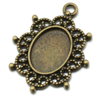 Zinc Alloy Pendant Cabochon Setting, Flower, antique bronze color plated Approx 2mm, Inner Approx 