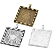 Zinc Alloy Pendant Cabochon Setting, Square, plated Approx 4.3mm, Inner Approx 25mm 